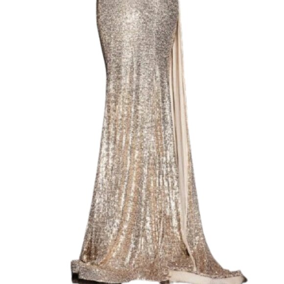 NWT Jovani 23779SC Sequin Prom Dress Gold Size 14 - Picture 4 of 10